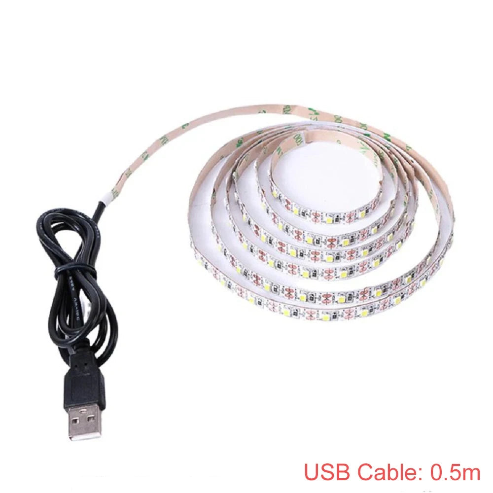 DC 5V USB LED Strips AA Batteries Powered 2835 Led Strip Light TV Background Lighting Tape Home Decor Lamp 0.5M 1M 2M 3M 4M 5M
