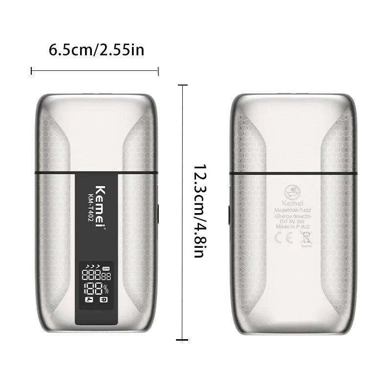 Kemei T402 Professional Barber Foil Shavers for Men Waterproof Electric Reciprocating Razor Shaving Bald Head UV Cover 3 Speeds