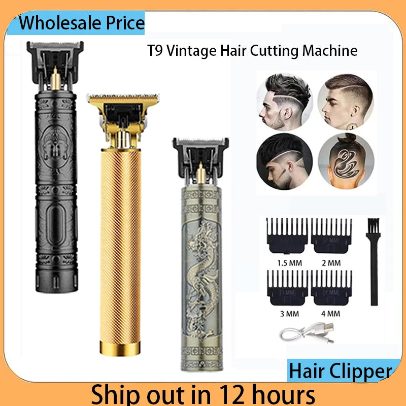 T9 Vintage Cordless Hair Trimmer | Professional Beard & Hair Clipper