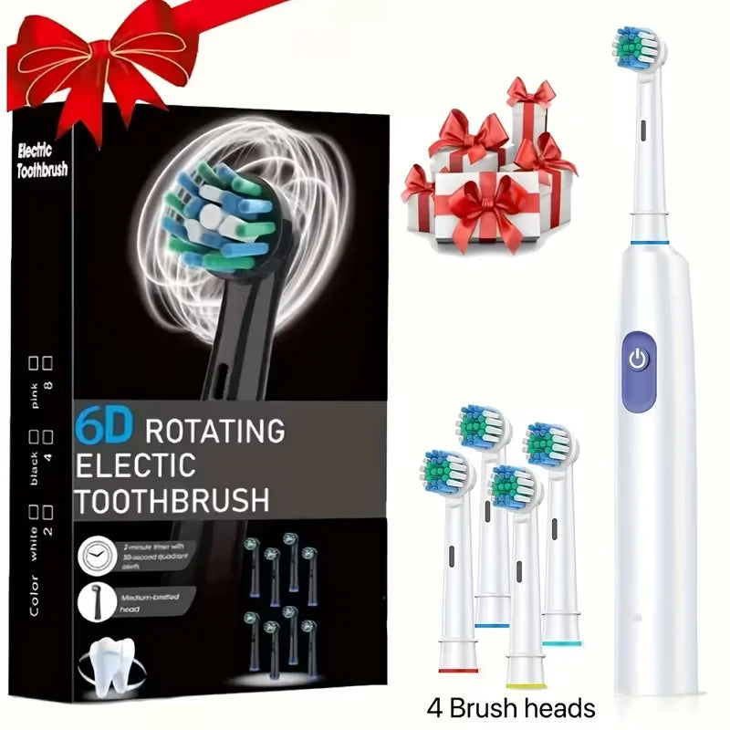 Electric Toothbrush Rotary Rechargeable Electric Toothbrush for Adults Rotating Electric Toothbrushes with 8 Soft Brush Heads