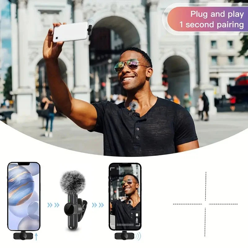 Wireless Lavalier Microphone | Noise Reduction Mini Mic for iPhone & USB-C