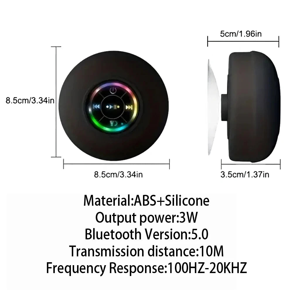 Portable Bluetooth Shower Speaker | Waterproof LED Wireless Speaker