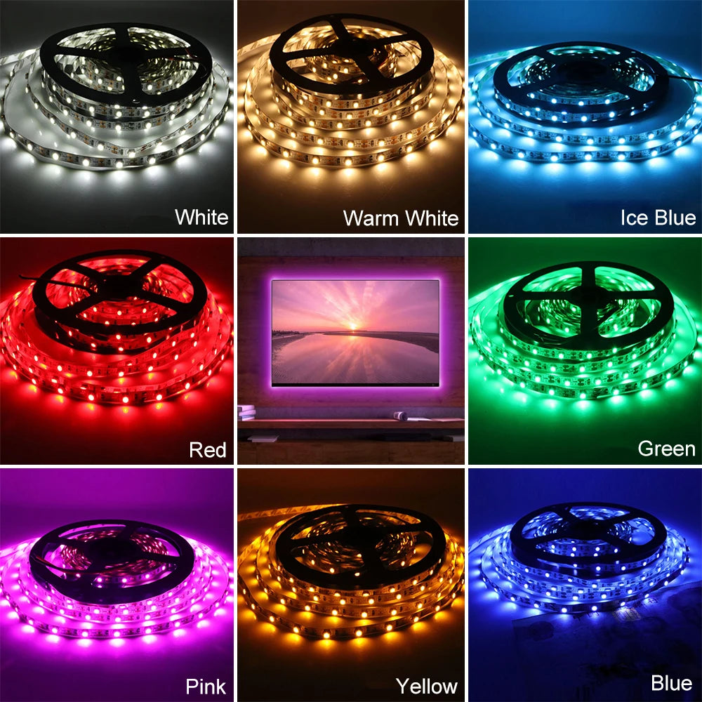 DC 5V USB LED Strips AA Batteries Powered 2835 Led Strip Light TV Background Lighting Tape Home Decor Lamp 0.5M 1M 2M 3M 4M 5M