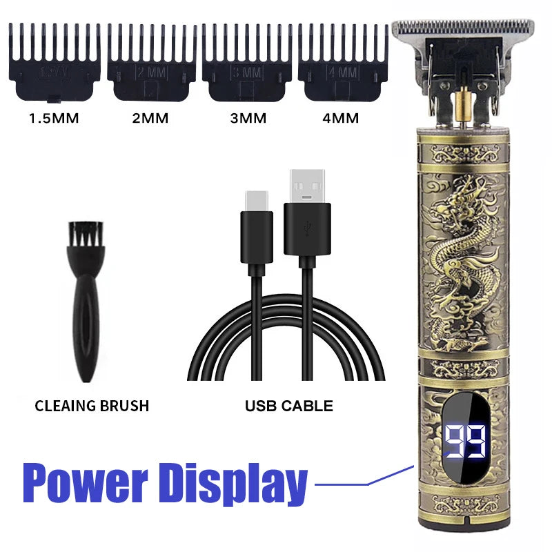 T9 Vintage Cordless Hair Trimmer | Professional Beard & Hair Clipper