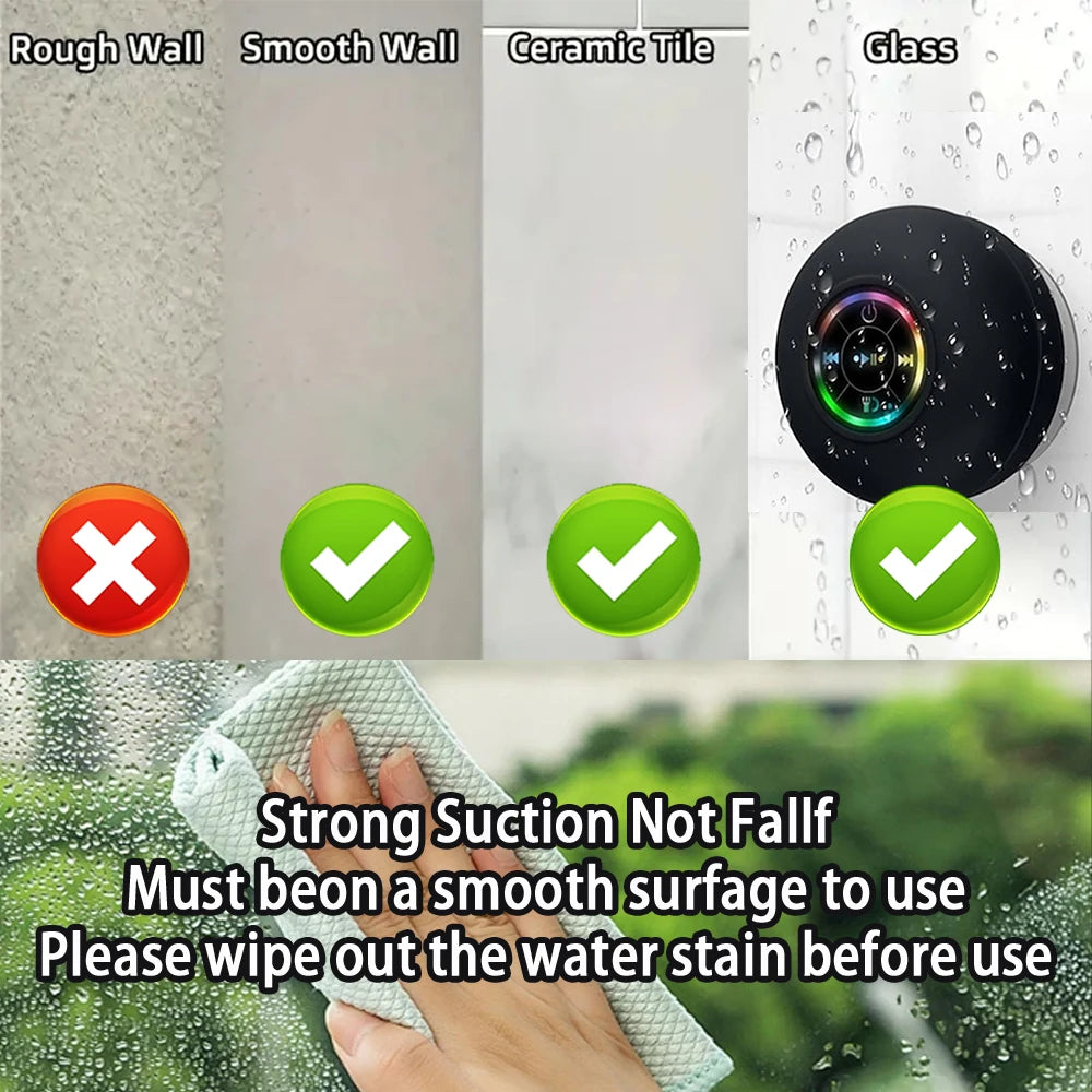 Portable Bluetooth Shower Speaker | Waterproof LED Wireless Speaker