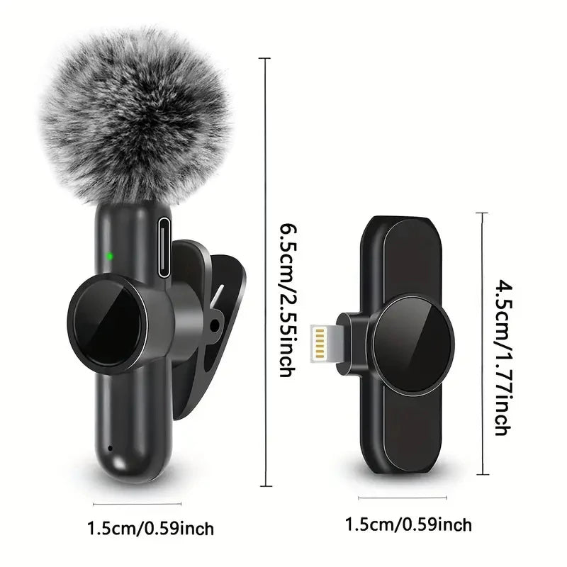 Wireless Lavalier Microphone | Noise Reduction Mini Mic for iPhone & USB-C