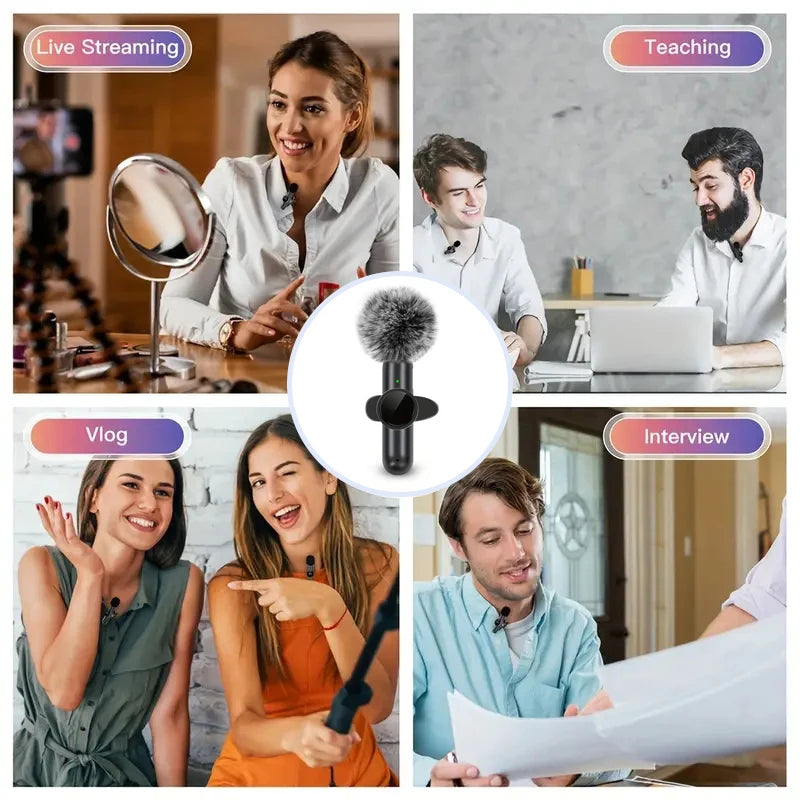 Wireless Lavalier Microphone | Noise Reduction Mini Mic for iPhone & USB-C