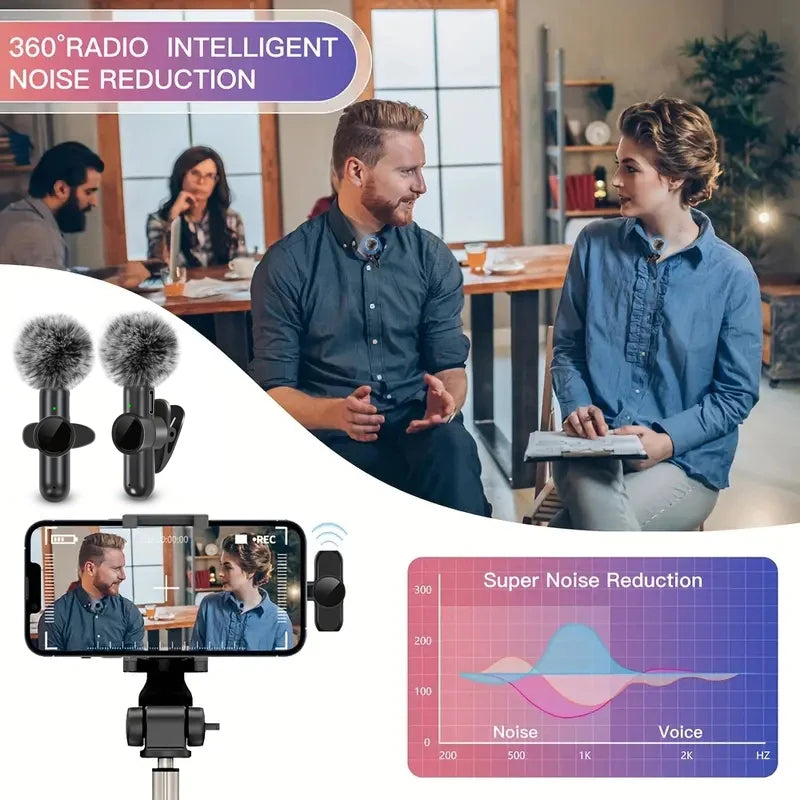 Wireless Lavalier Microphone | Noise Reduction Mini Mic for iPhone & USB-C
