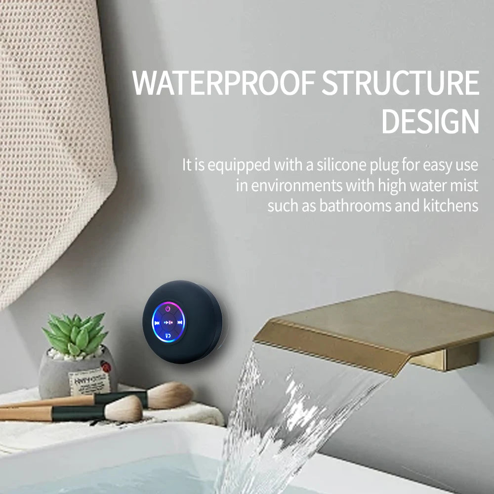 Portable Bluetooth Shower Speaker | Waterproof LED Wireless Speaker