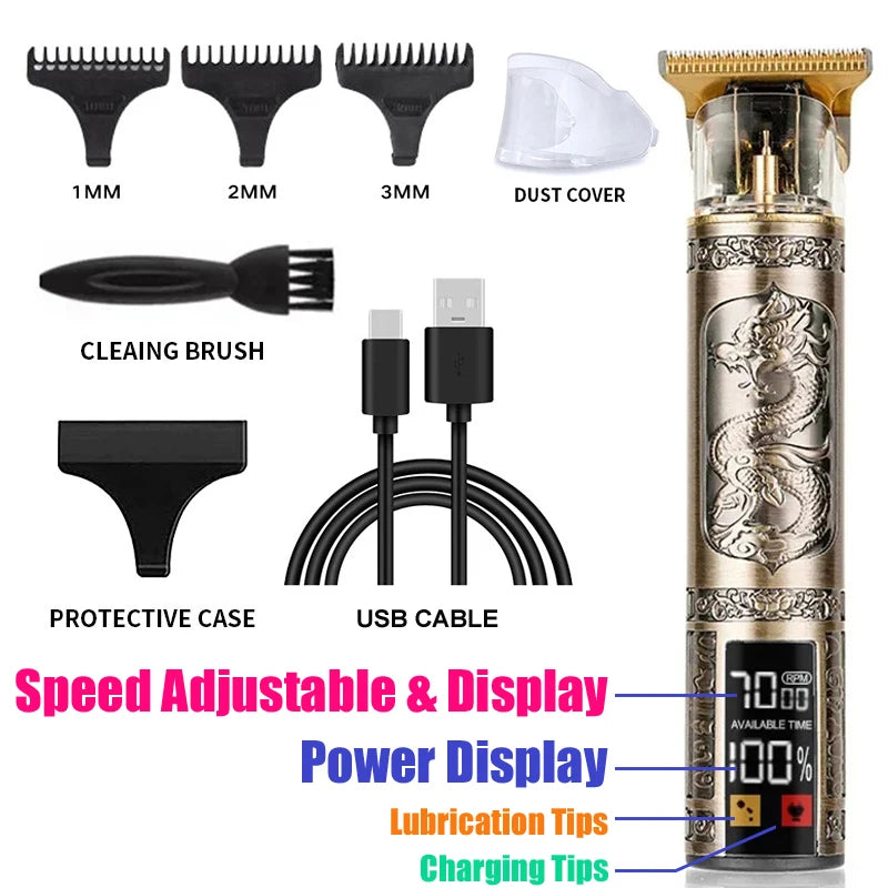T9 Vintage Cordless Hair Trimmer | Professional Beard & Hair Clipper