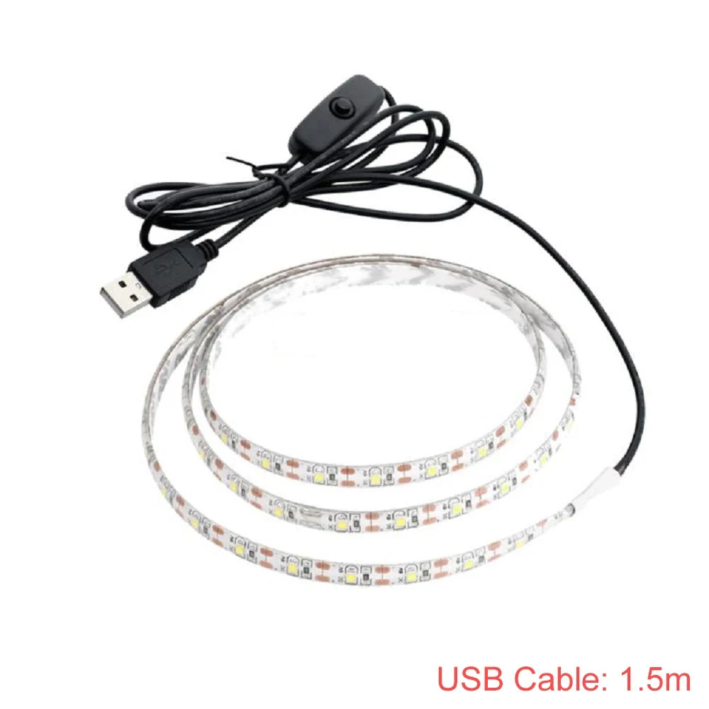 DC 5V USB LED Strips AA Batteries Powered 2835 Led Strip Light TV Background Lighting Tape Home Decor Lamp 0.5M 1M 2M 3M 4M 5M