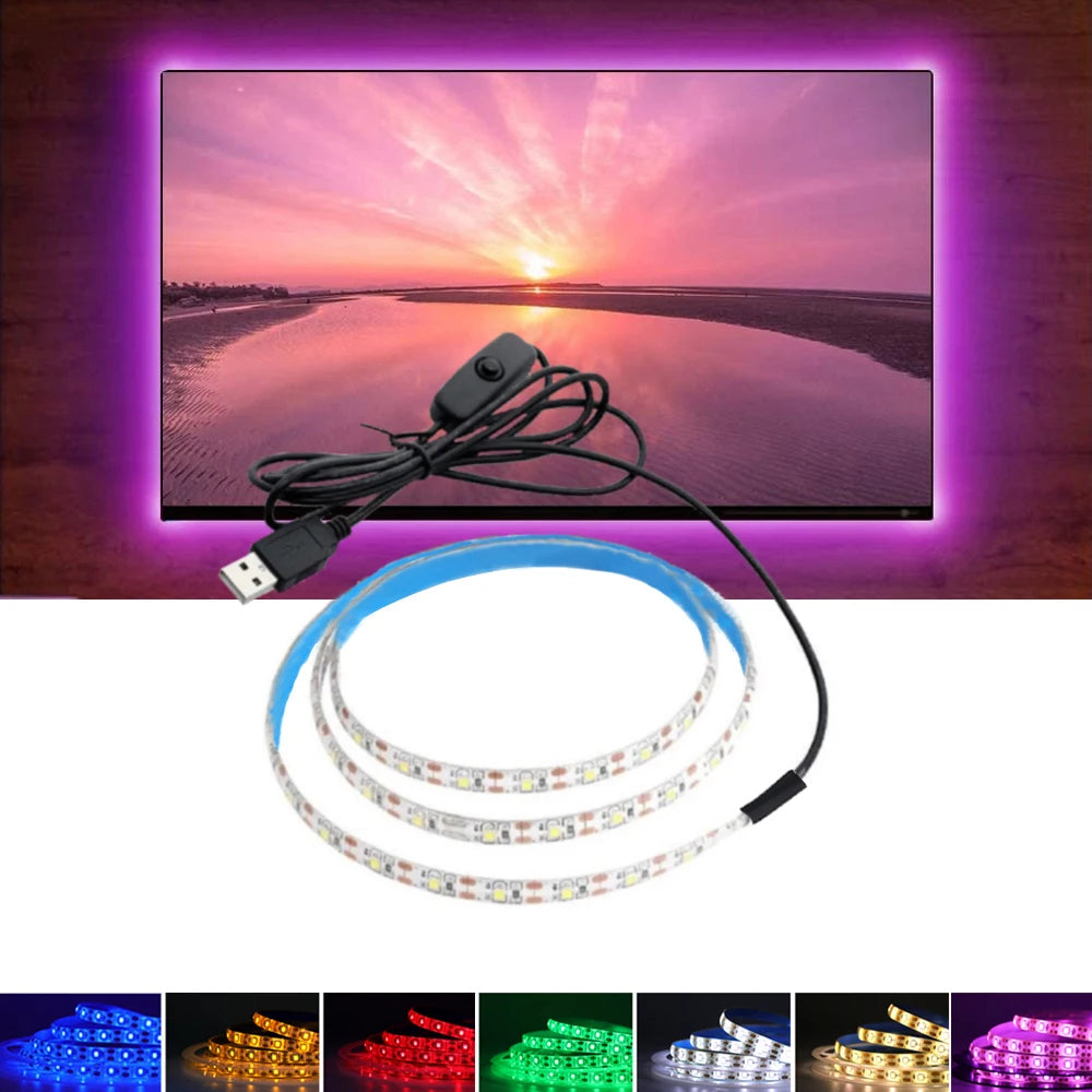 DC 5V USB LED Strips AA Batteries Powered 2835 Led Strip Light TV Background Lighting Tape Home Decor Lamp 0.5M 1M 2M 3M 4M 5M